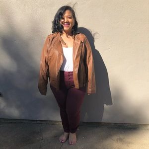 Plus size tan faux leather jacket